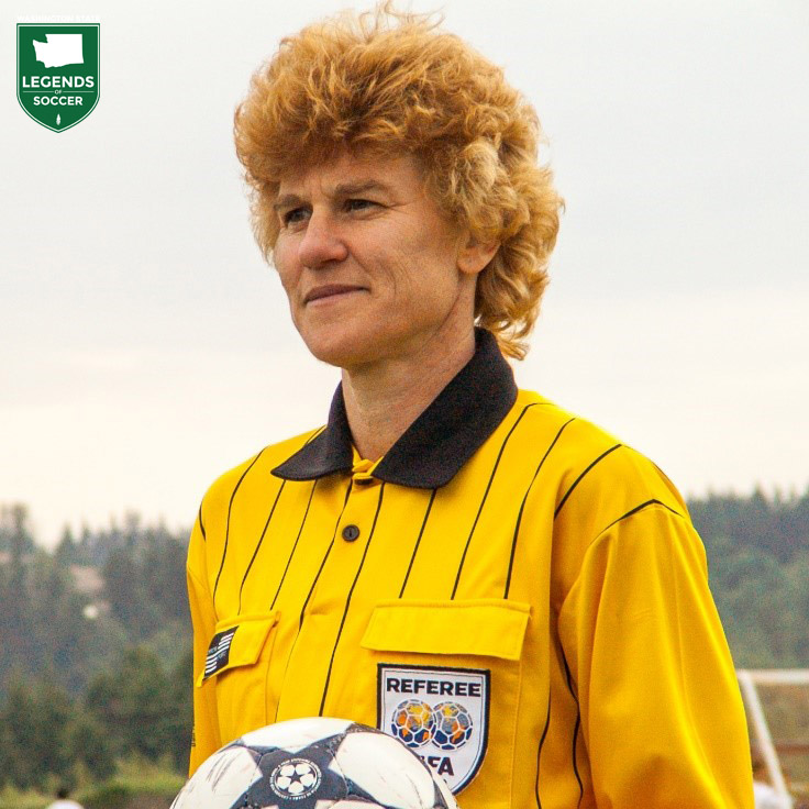 Sandy Hunt of Bellingham refereed the opening game of the 2000 Olympic tournament featuring Brazil-Sweden in Melbourne, Australia. (Courtesy Sandra Hunt)