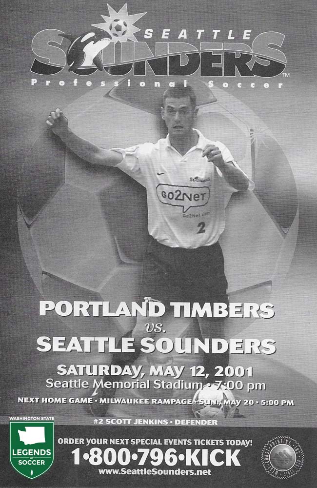 After an 11-year hiatus, the Seattle-Portland rivalry is renewed in the A-League, with the Sounders winning this Memorial match, 2-1, in overtime. (Frank MacDonald Collection)