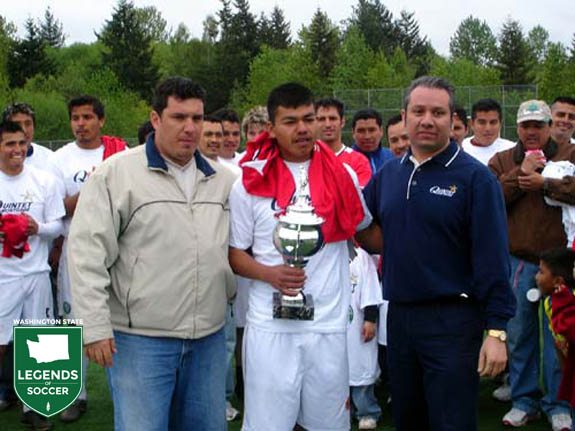 Liga Hispana del Noroeste (Hispanic League of the Northwest) grows to 72 teams under the direction of president Exequiel Soltero, right.