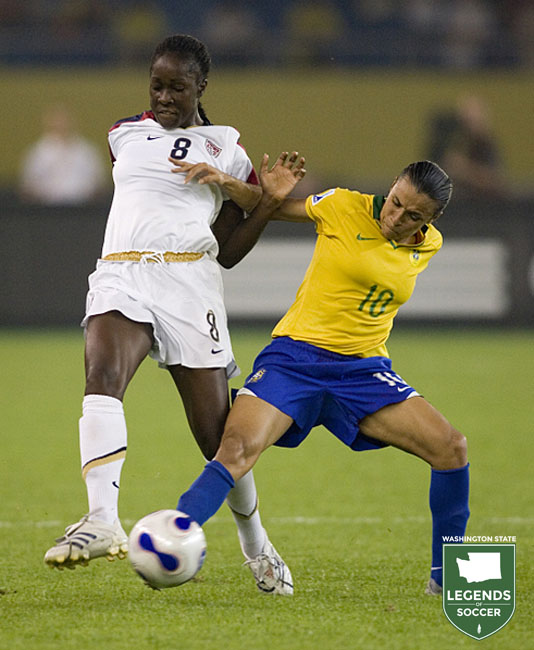 Vancouver's Tina Frimpong Ellertson makes 13 appearances for the USWNT in 2007.