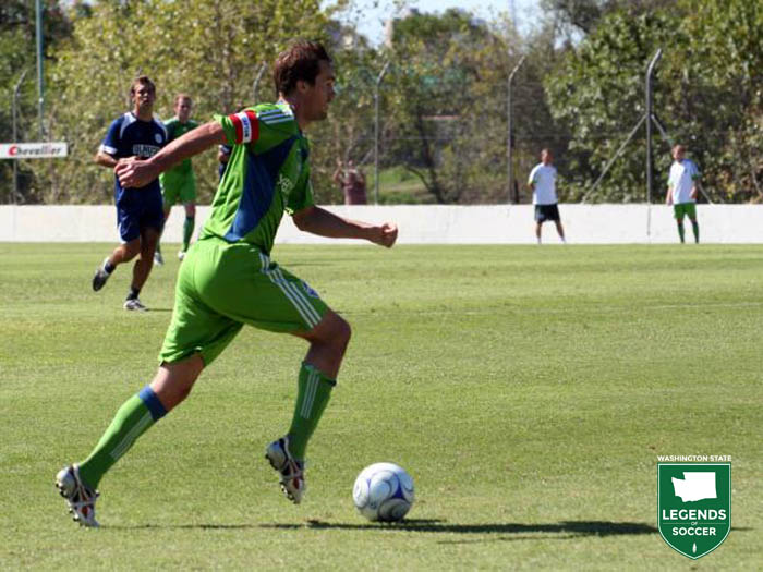 One of several players to transition from USL to MLS, Roger Levesque is seen in preseason play in Argentina. (Sounders FC photo)