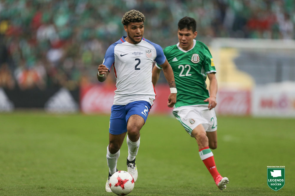DeAndre Yedlin during a World Cup qualifying match between the United States and Mexico at Azteca Stadium. (Courtesy John Dorton / ISI Photos)