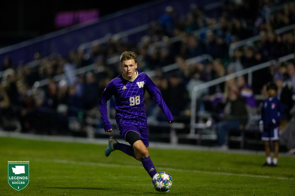 Blake Bodily became just the third player in Washington history to earn first team All-American honors and was also the Huskies' first Pac-12 Player of the Year in 12 seasons. Bodily, a junior, scored 12 goals and added six assists. (Courtesy Washington Athletics)