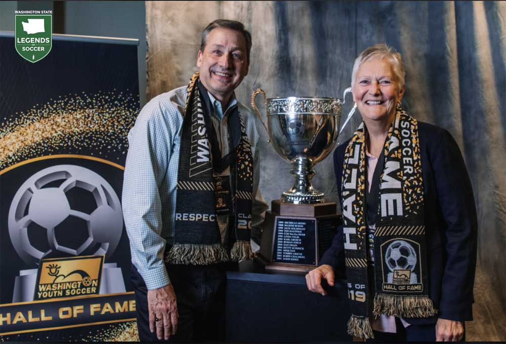 Dan Vaughn and Debbie Barlow were among the 2019 inductees to the Washington Youth Soccer Hall of Fame. (Courtesy Washington Youth Soccer)
