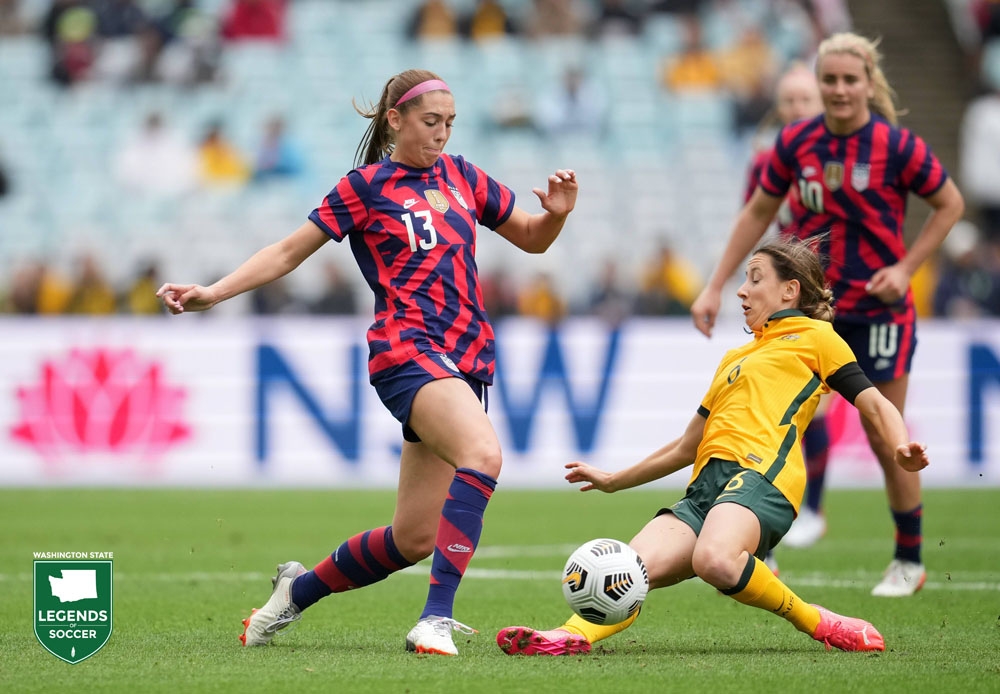 University Place's Morgan Weaver made her USWNT debut vs. Australia in 2021. (Courtesy Brad Smith/ISI Photos)