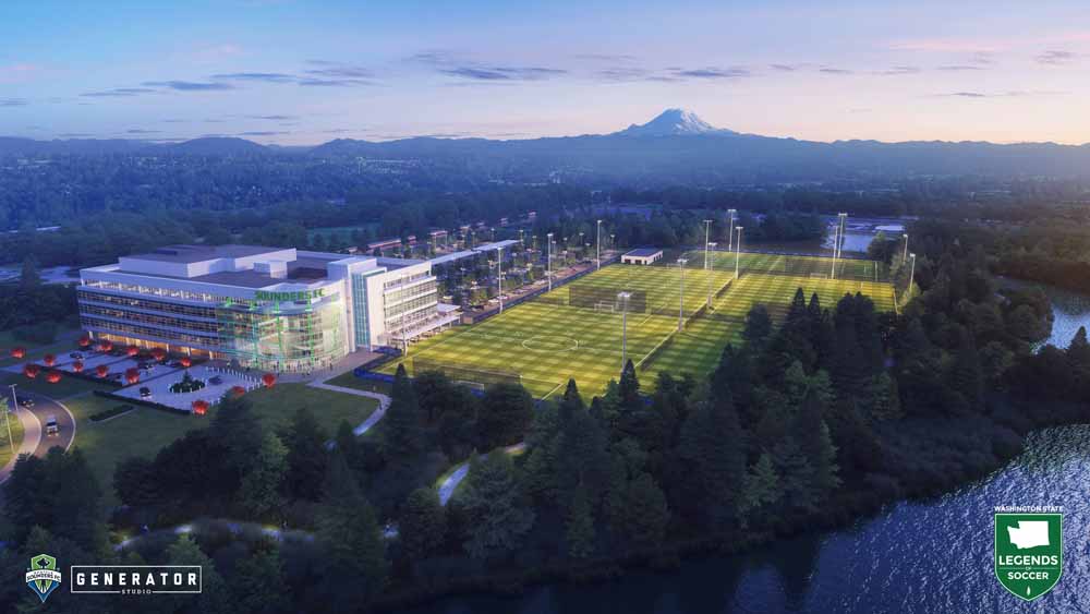 A rendering looking south of the future Sounders at Longacres complex in Renton, Wa. (Courtesy Sounders FC)
