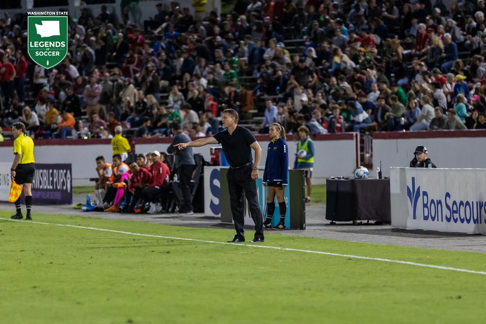 Darren Sawatzky of Federal Way guided the Richmond Kickers to USL League One's best record in 2022, earning coach of the year honors. (Courtesy Jessica Stone Hendricks/Richmond Kickers)