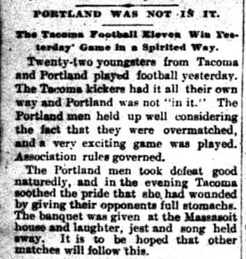 One of the first published encounters was a Christmas Day 1890 encounter between Tacoma AFC and Portland. (Courtesy Seattle Times)
