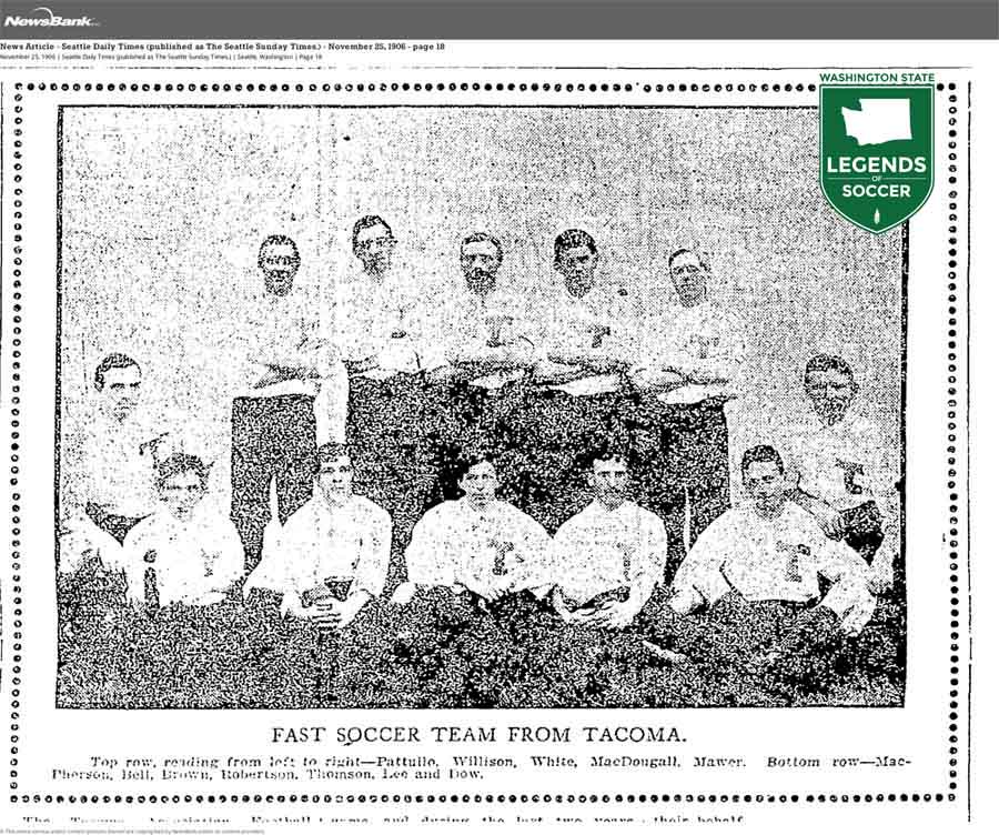 1906 state league champion Tacoma AFC team photo. (Courtesy Seattle Times)