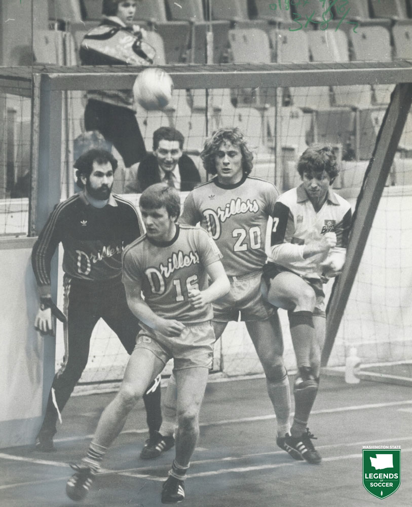 Bernie James (20) starred for the Edmonton Drillers, winners of the 1981 NASL indoor championship. (Courtesy NASL Jerseys).