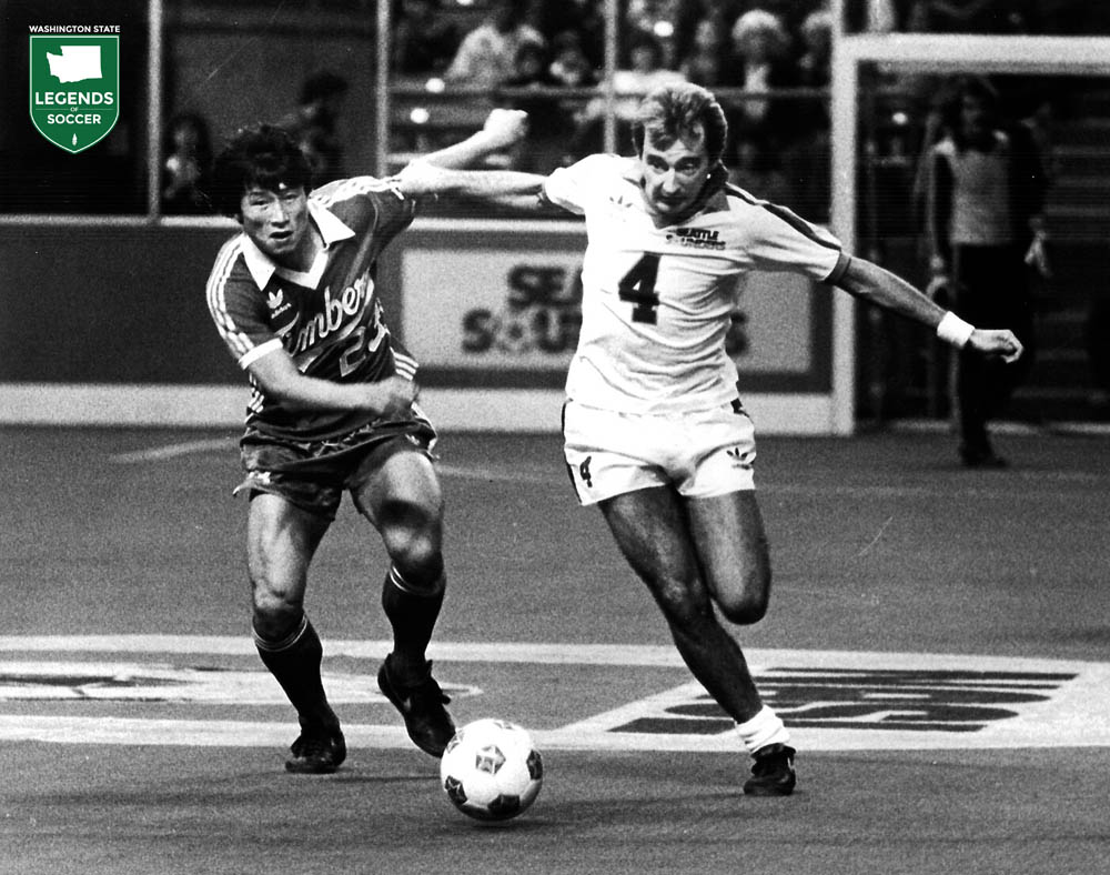 Alan Hudson's playmaking and organization made a seamless transition to indoor for the Sounders in 1980-81. (Courtesy Joanie Komura/Frank MacDonald)