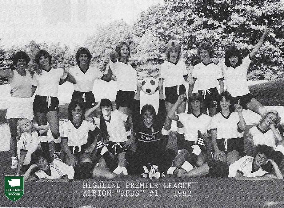 Highline Albion Reds, 1982 state U13 girls champions. (Courtesy Washington Youth Soccer)