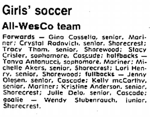 All-Wesco selections featured three future USWNT members, plus a women's league commissioner.