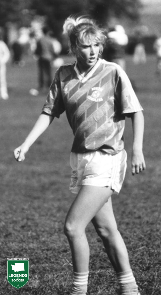 Kent's Shannon Higgins was a first-team All-American and runner-up to Michelle Akers for 1988 Hermann Award winner. As a junior, Higgins led North Carolina to its third straight NCAA championship. (Courtesy North Carolina Athletics)