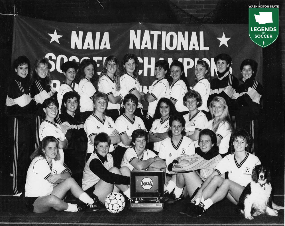 Pacific Lutheran successfully repeated as NAIA champions in 1989. (Courtesy Stacy Waterworth)