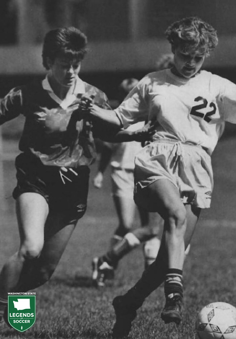 Washington State became the first Division I women's program in 1989. Here, the Cougars shown vs. Central Washington. (Courtesy WSU archives)