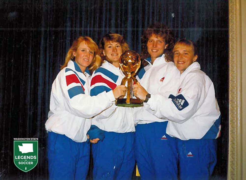 Washington's own (from left) Shannon Higgins, Lori Henry, Michelle Akers and Amy Allmann are members of the first FIFA Women's World Cup champions.