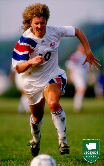 Michelle Akers, winner of FIFA's Silver Ball and Golden Shoe at the Women's World Cup, plus 1991 U.S. Soccer Female Athlete of the Year.
