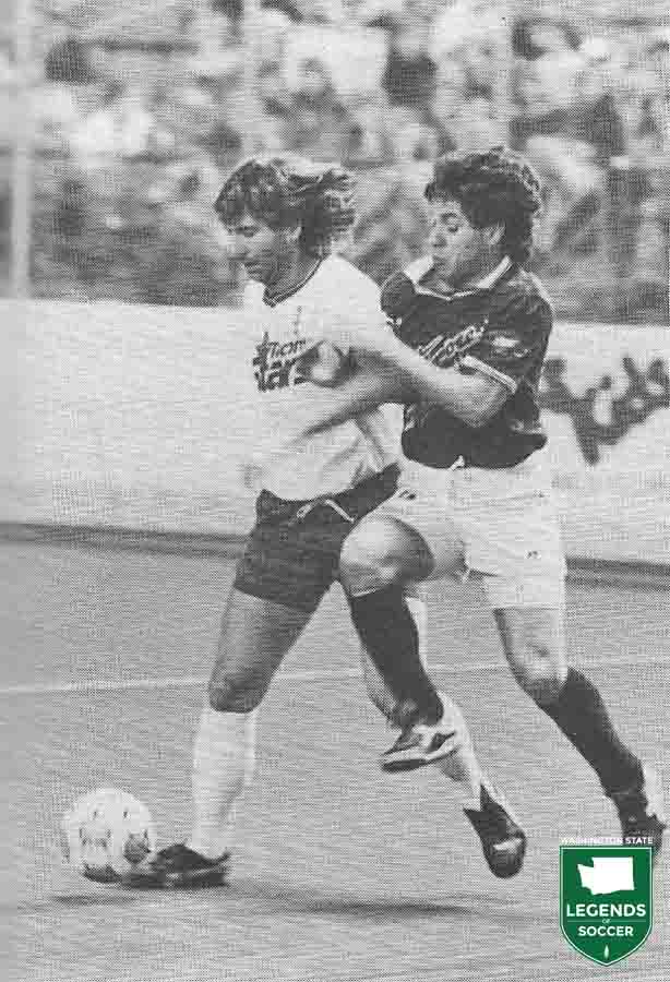Gary Heale, left, leads the Tacoma Stars in goals and assists in 1990-91 as they reach the MISL playoffs.