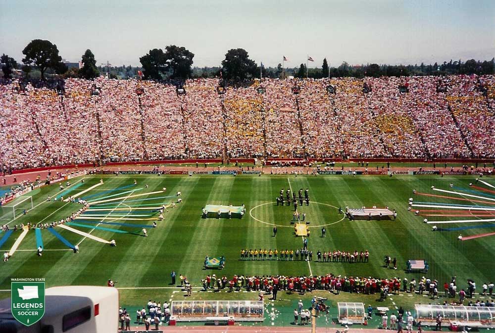 Many fans from throughout Washington traveled to see 1994 World Cup matches. Here, on July 4, the knockout round featured the USMNT facing eventual champion Brazil. (Frank MacDonald photo)