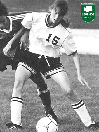 Jennifer Tissue became All-American for the Whitworth women's program in 1995. Tissue set the Pirates' single season record with 19 goals and was voted as NCIC Player of the Year.  (Courtesy Whitworth Athletics)