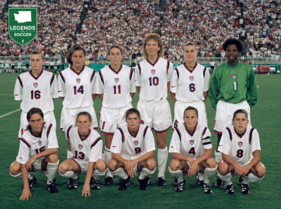 Michelle Akers (10) and the U.S. National Team at the 1996 Summer Olympic Games. (Courtesy U.S. Soccer)