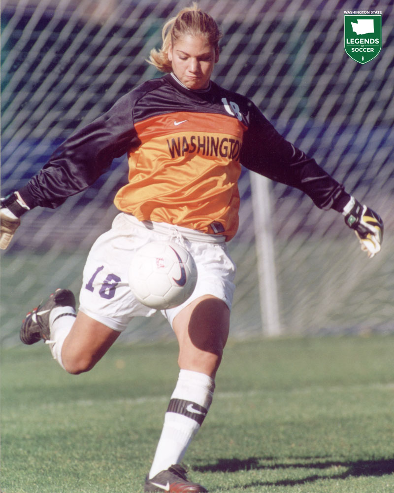 Hope Solo was an All-American in goal for Washington in 2000. (Courtesy University of Washington Athletics)