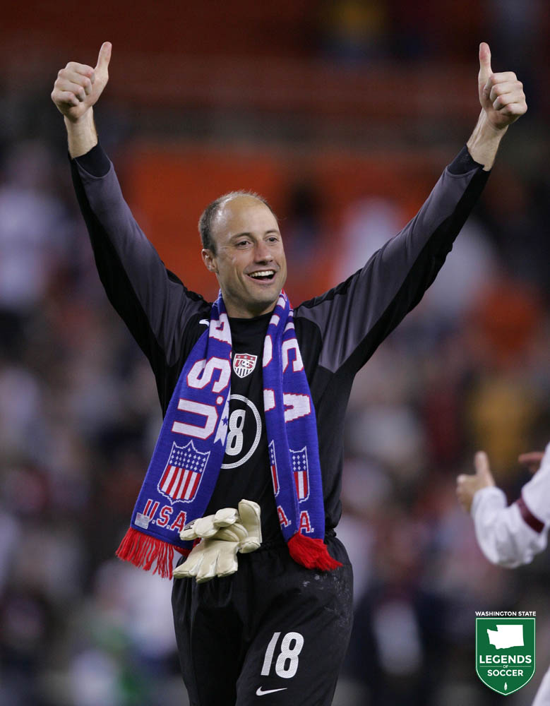 Kasey Keller celebrates after his second World Cup qualifier shutout in four days following the United States 6-0 rout of Panama in Washington, D.C. (Courtesy John Todd / ISI Photos)