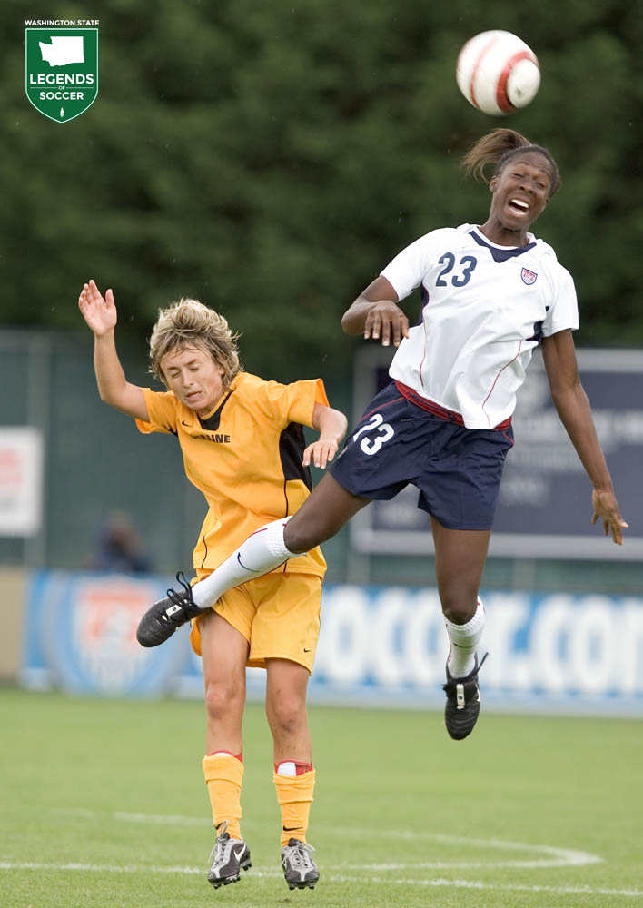 Tina Ellertson wins her challenge in for the USA vs Ukraine in Portland. (Courtesy John Todd / ISI Photos)
