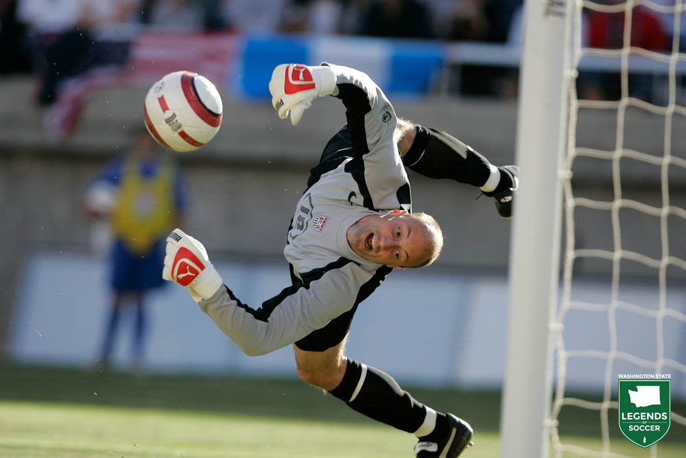 Kasey Keller flings himself at a Costa Rica goal attempt during a 3-0 USA World Cup qualifying win at Salt Lake City. (Courtesy John Todd / ISI Photos)