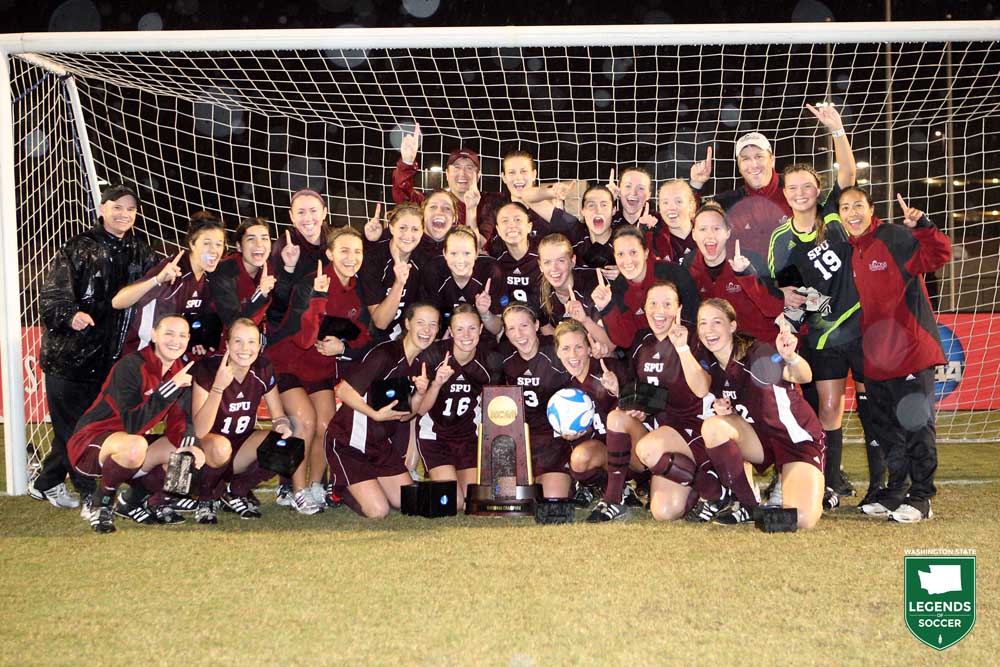 Seattle Pacific celebrates its first NCAA women's championship in Tampa. (Courtesy Seattle Pacific Athletics)