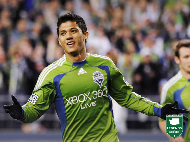 Fredy Montero took Seattle by storm in Sounders FC's inaugural match, scoring twice. (Sounders FC photo)