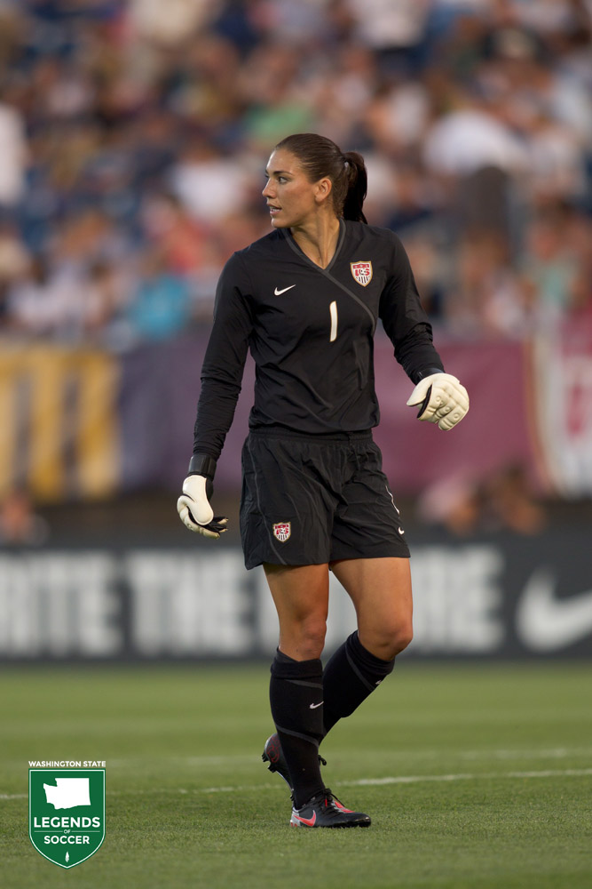Hope Solo is seen in USWNT action versus Sweden at Hartford. Solo would later undergo reconstructive shoulder surgery, missing the final months of 2010. (Courtesy Andrew Katsampes / ISI Photos)