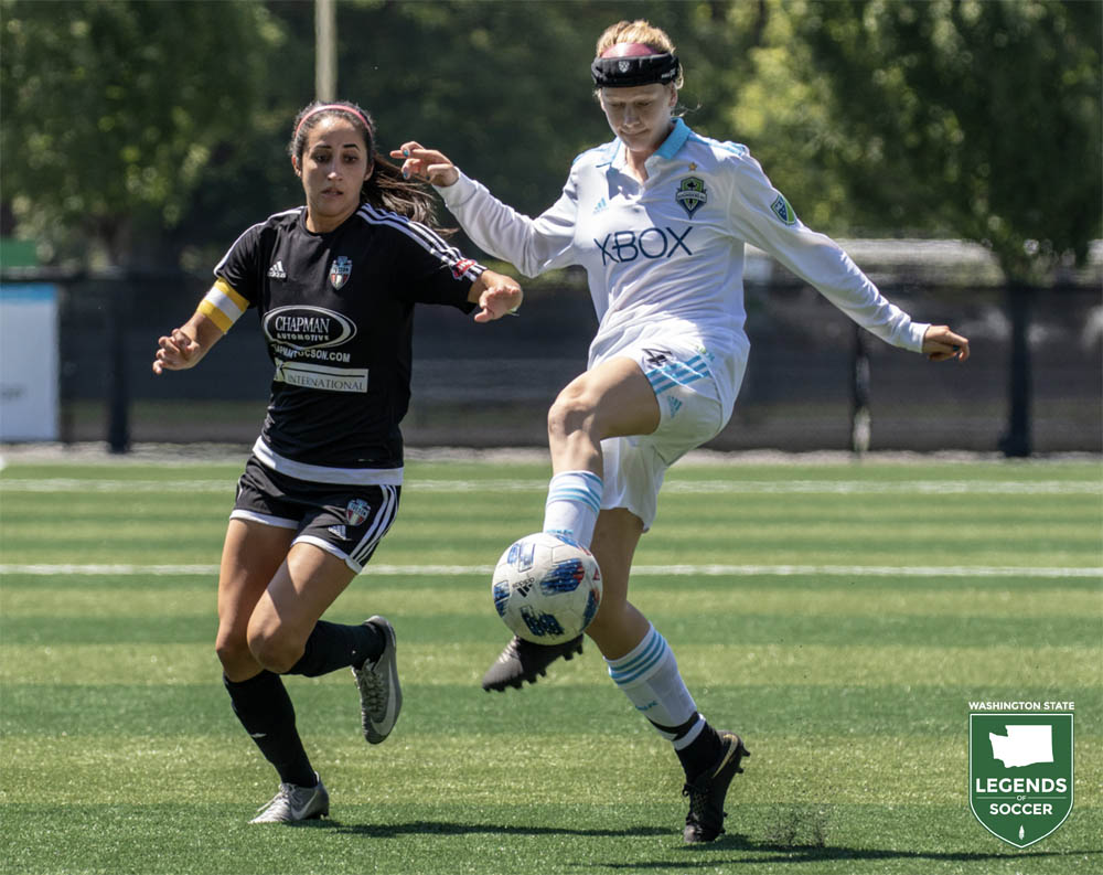 Bethany Balcer was an attacking force down the stretch for Sounders Women in 2018. Balcer scored twice to cinch the division title and added a goal in the win to clinch the Western Conference. (Courtesy Sounders Women)