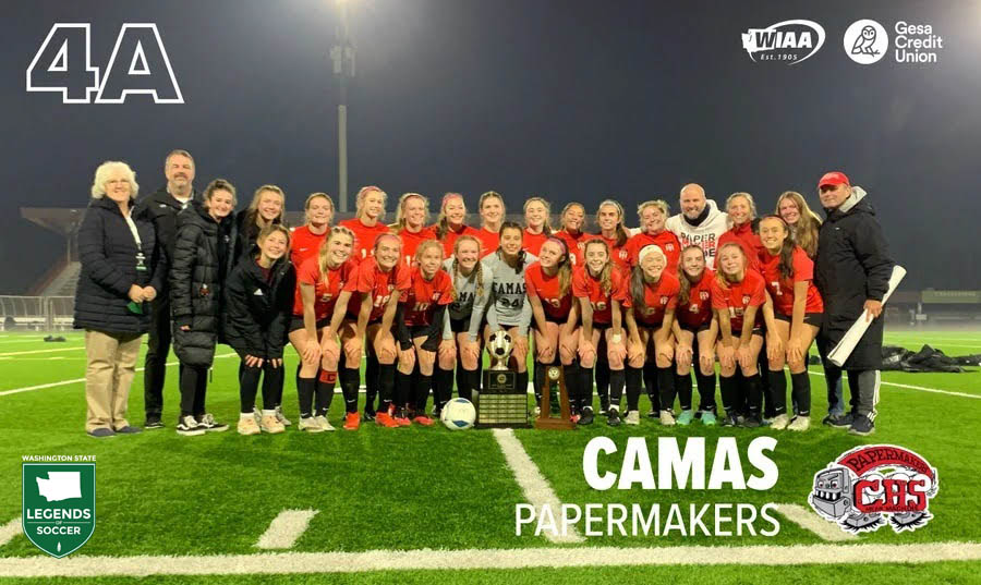 Camas won its second 4A and third state girls' championship overall with a perfect 22-0-0 season in 2021-22. (Courtesy Camas High School)