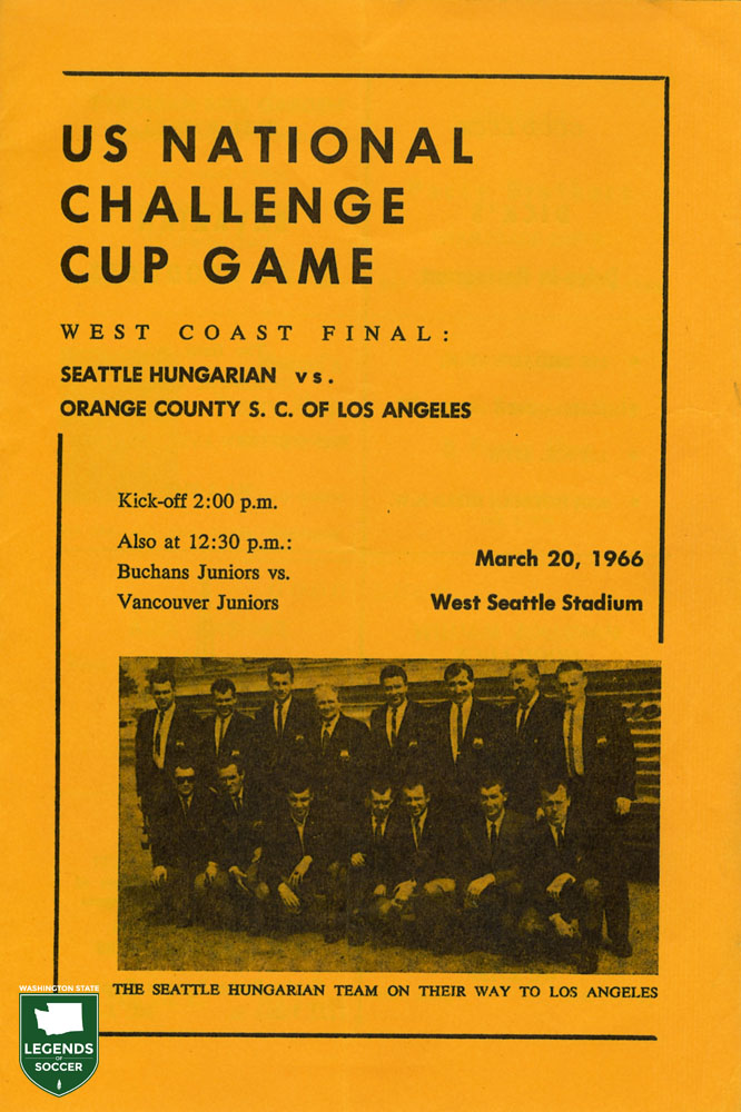 Game program for Hungarians-Orange County second leg to determine West Coast representative in U.S. Challenge Cup semifinals. (Courtesy Craggs Family)