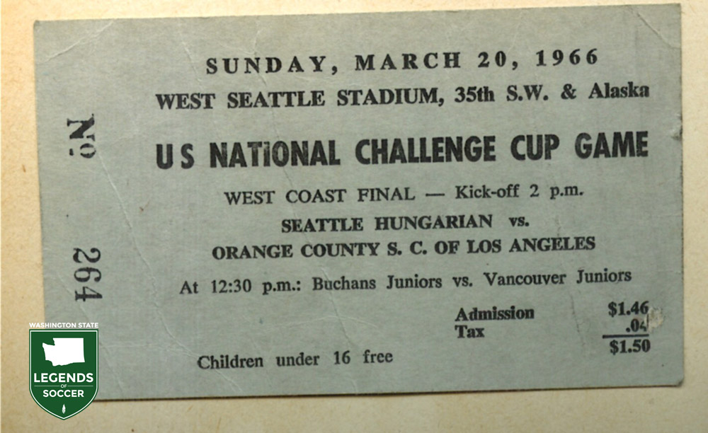 A ticket to the Hungarians-Orange County U.S. Challenge Cup match cost $1.50. (Courtesy Craggs Family)