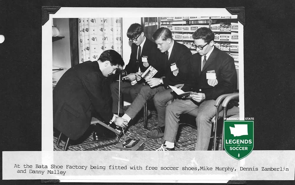 While in England, Tacoma Wanderers players got fitted for some new boots.