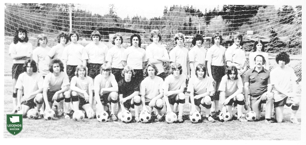 Inglemoor High School in Kenmore featured a future U.S. Soccer Player of the Year in 1976. Sharon McMurtry, fourth from right in front, played alongside her brother for the Vikings. (Courtesy Inglemoor High School)