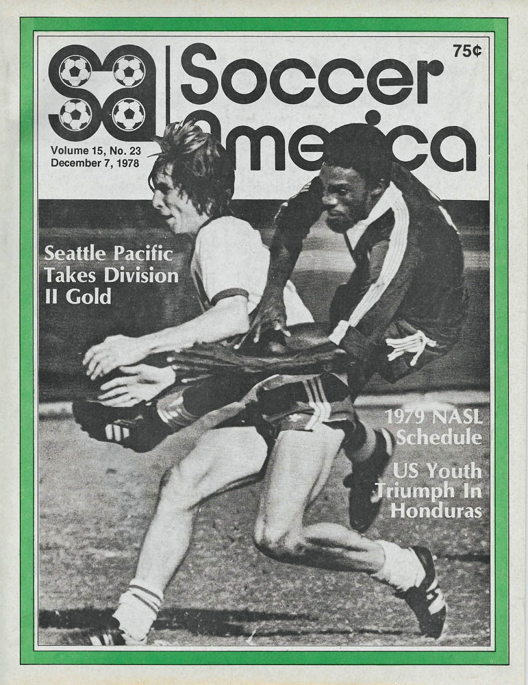 Seattle Pacific's upset of Alabama A&M for the NCAA title rates cover coverage in Soccer America. (Frank MacDonald Collection)