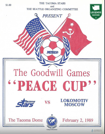 In advance of the Goodwill Games coming to Seattle in 1990, the Tacoma Stars staged a rare international exhibition with Lokomotiv Moscow. (Courtesy Shanaman Museum)