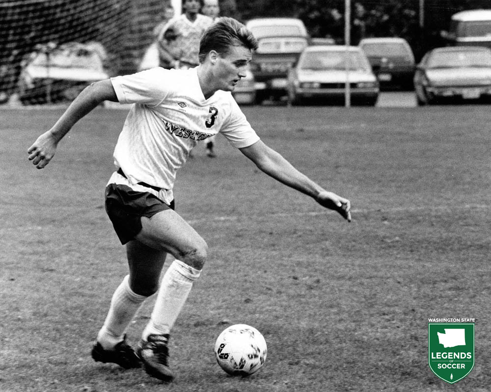Peter Labarge, a placekicking football star at Western Washington, turned out for soccer in 1989 and led the Vikings to their first NAIA national tournament finals ((Courtesy Western Washington Athletics)